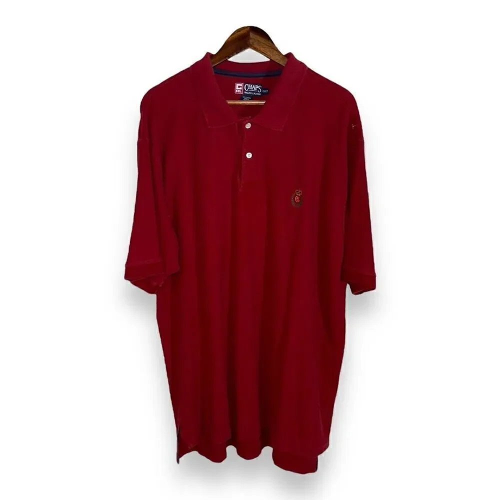 90s Chaps Ralph Lauren Ralph Red Pique Polo Shirt Size 2XLT